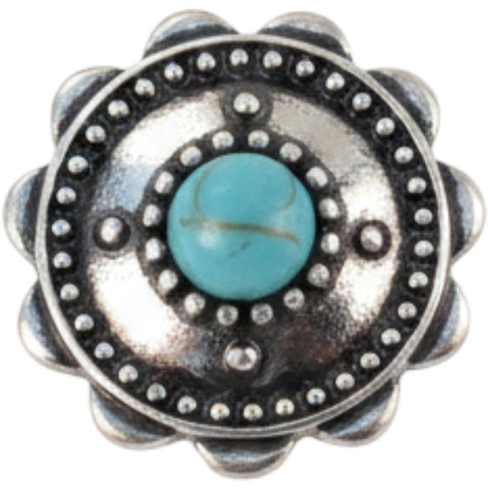 Western Faux Turquoise Silver Tone Concho Adjustable Ring Bohemian Southwestern